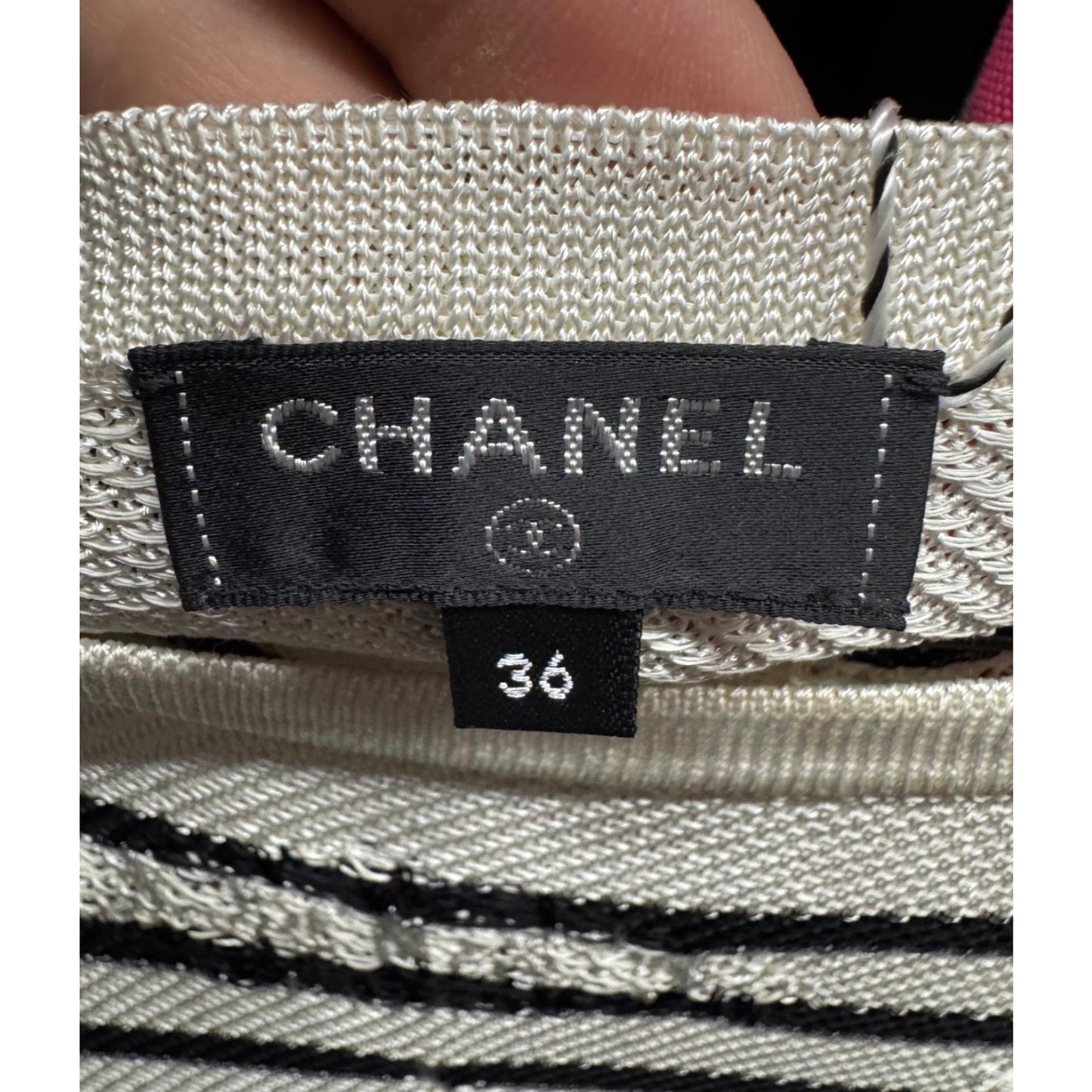 Chanel Black & White Striped Embroidered Suit Sz.36 Pre-owned