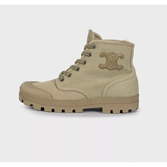 Celine Green Logo Lace-Up Boots - Authentic EU 38 Pre-owned