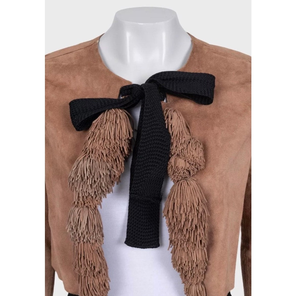 Saint Laurent Brown Suede Cropped Jacket - EU 38/M Pre-owned