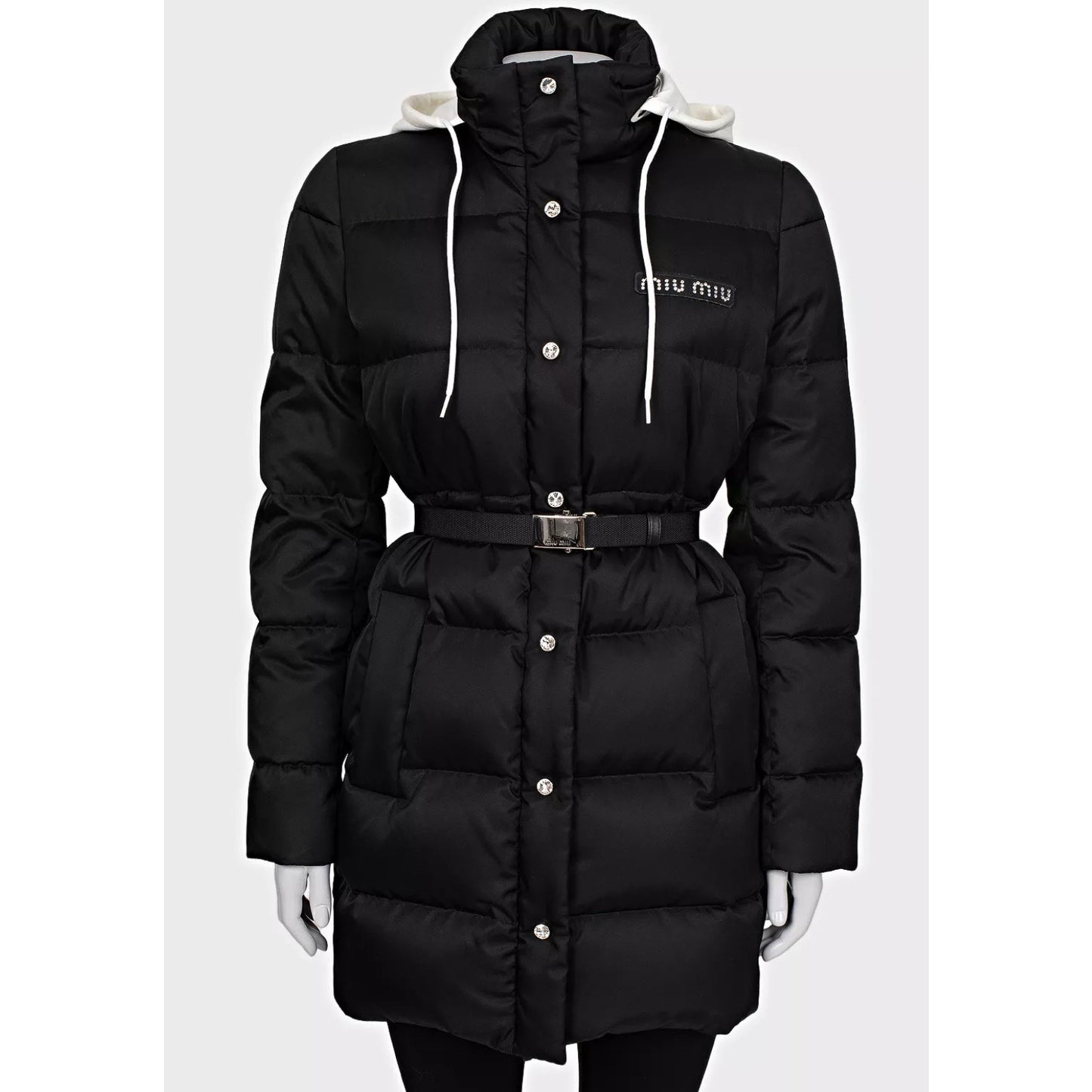 Miu Miu Black Gabardine Oversized Puffer Jacket IT 40/S Pre-owned