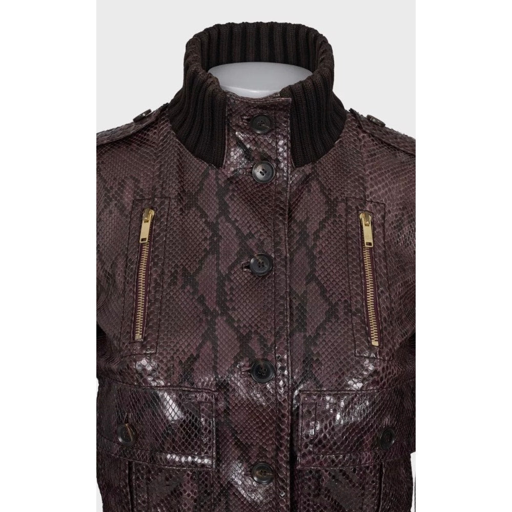Gucci Python Print Lambskin Leather Jacket - IT 38 / XS pre-owned