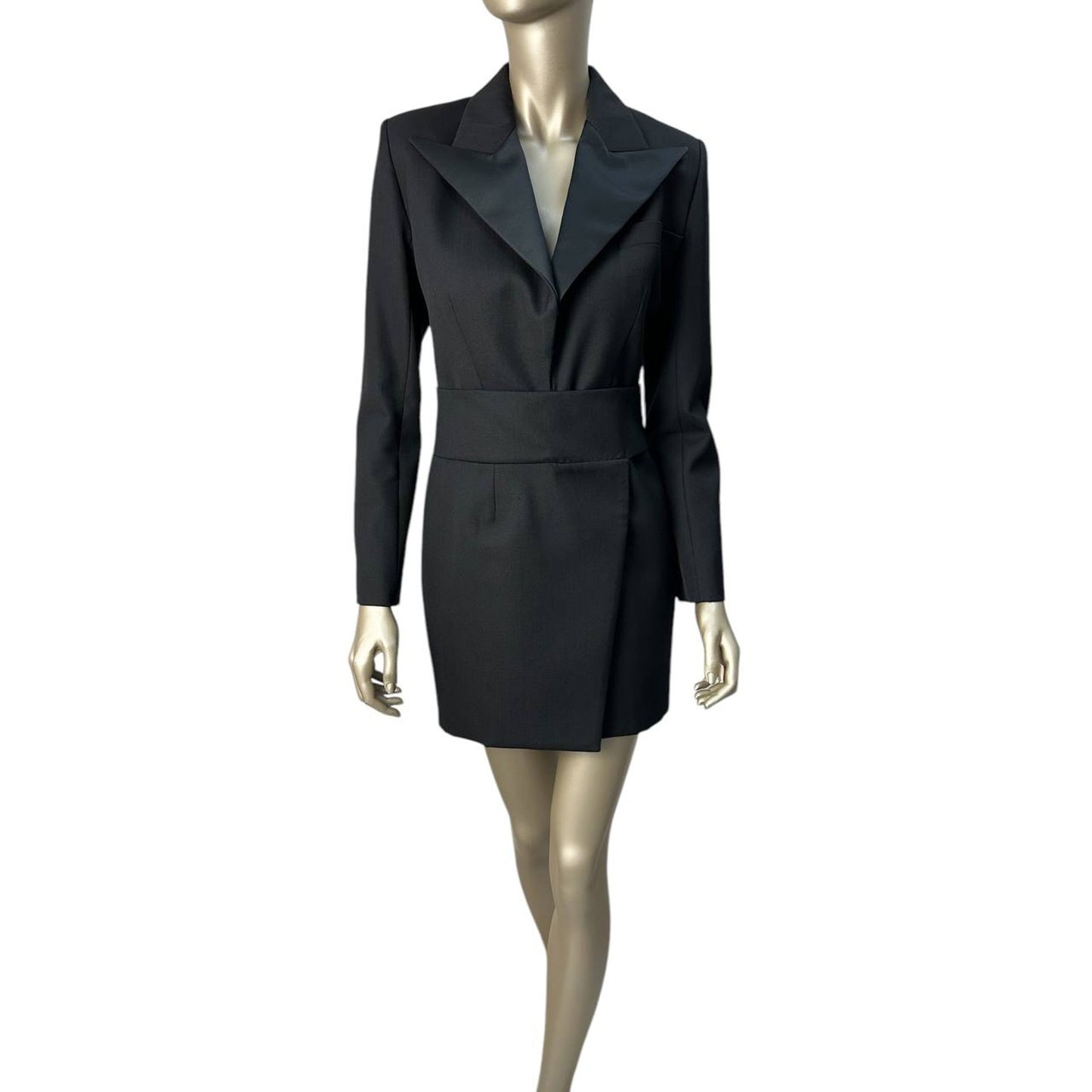 Alexandre Vauthier Crystal Embellished Black Blazer Bress Sz.40 pre-owned