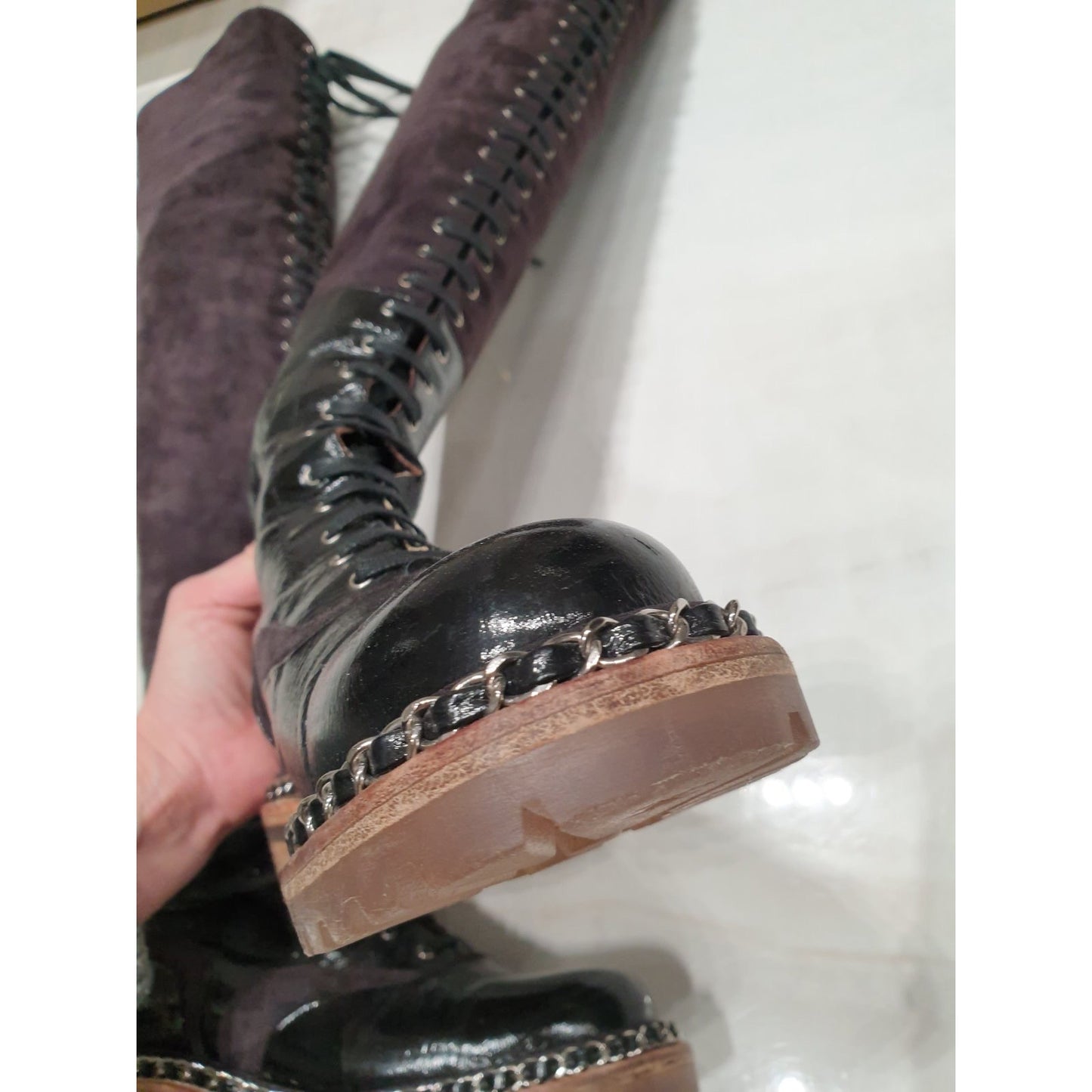 Chanel Paris-Salzburg Brown Suede Over-the-Knee Boots Sz.36 Pre-owned