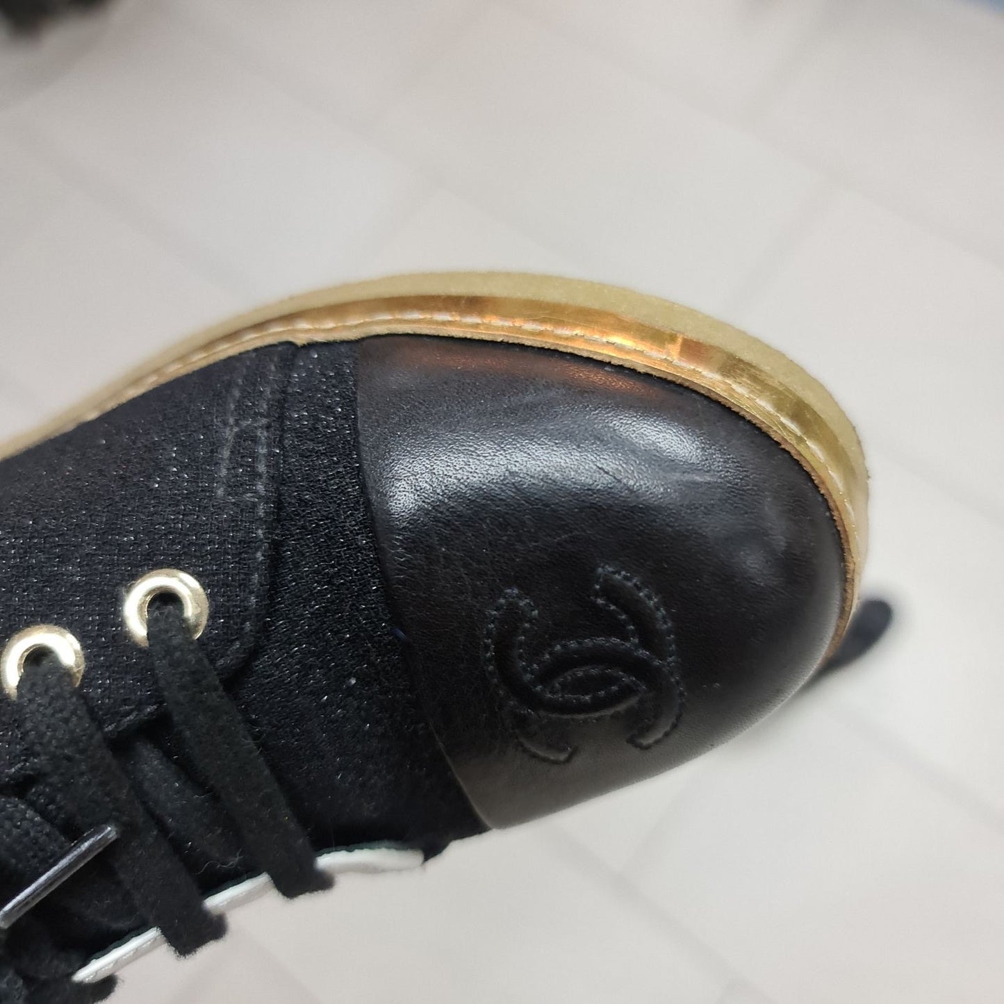 Chanel High-Top Glitter Textile Sneakers Booties Sz.36 Pre-owned