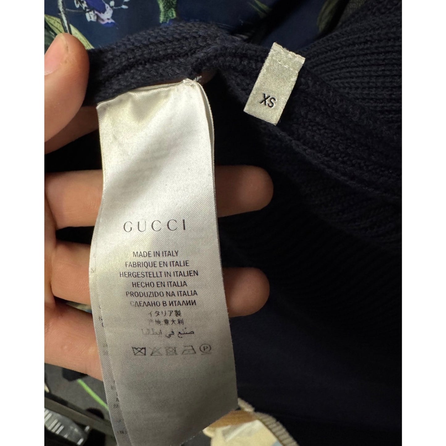 Gucci Straight Blue Embroidered Cardigan - Size S Pre-owned