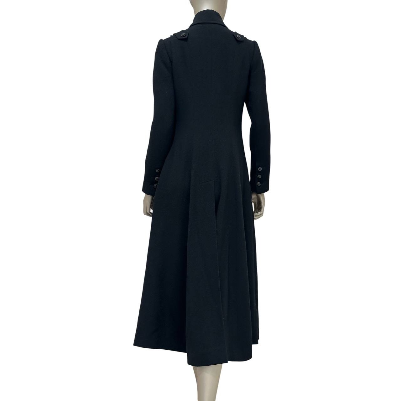 Chanel Black Wool Coat - Silk Lined & Tailored Sz.36 Pre-owned