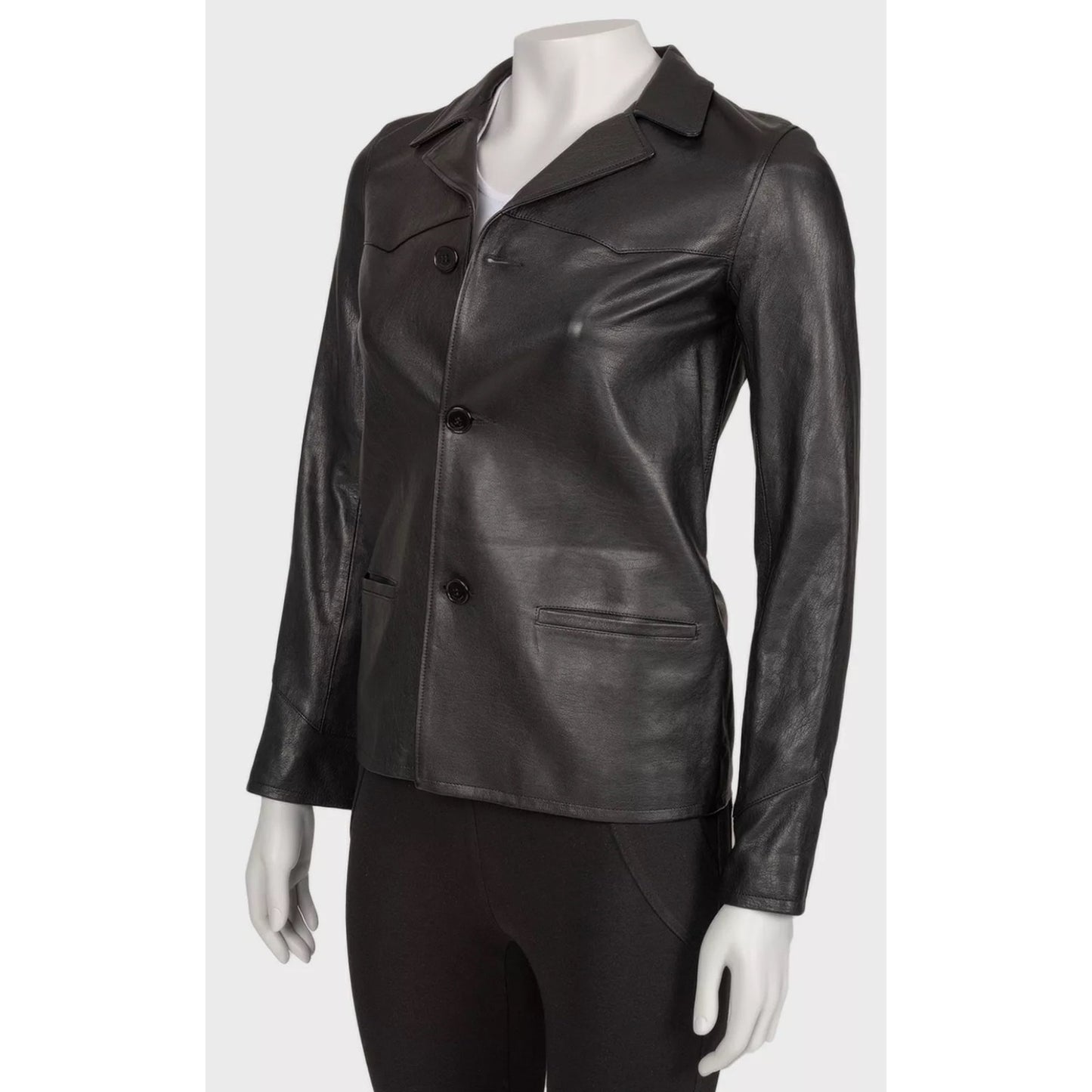 Saint Laurent Black Leather Blazer - Size FR36 / XS  Pre-owned