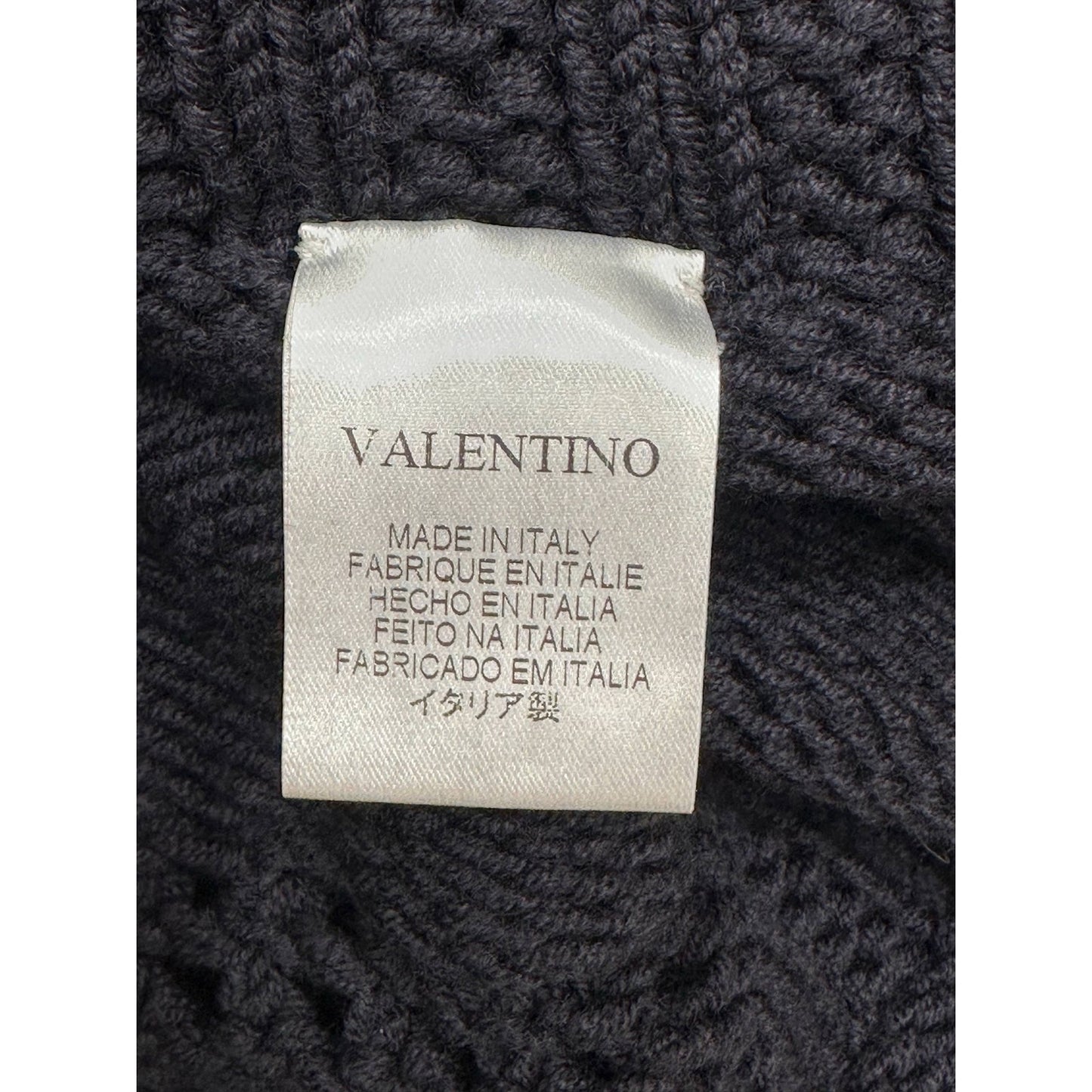 Valentino Garavani Navy Wool Knit Long Cardigan Coat S Pre-owned