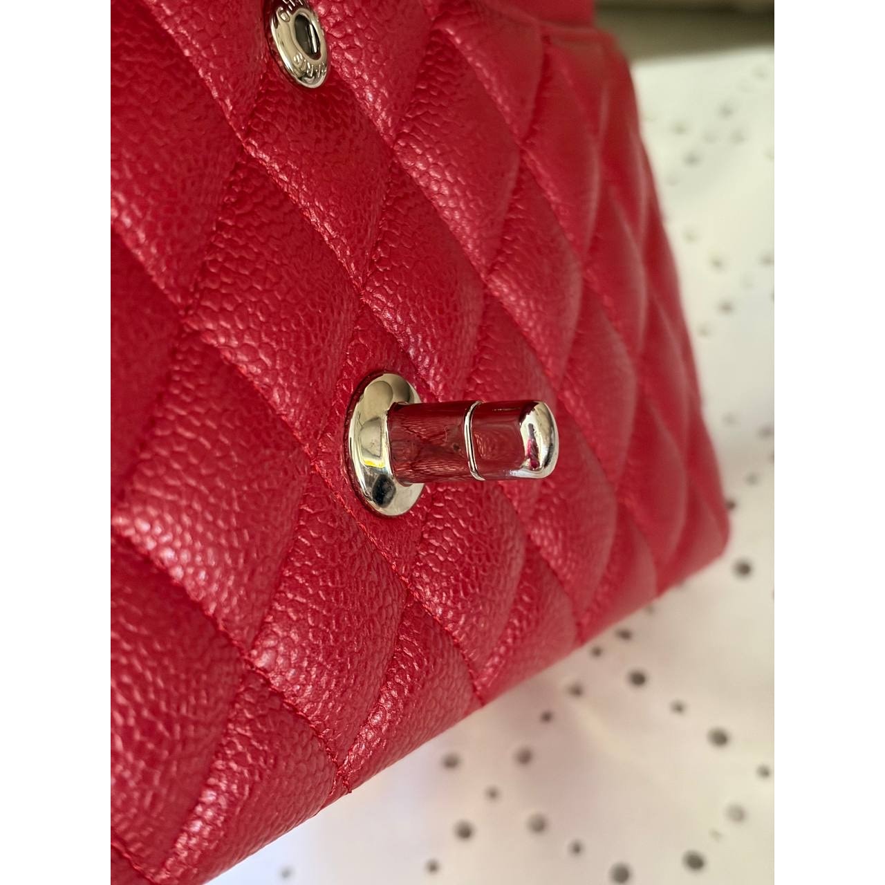 Chanel Timeless Medium 25 Red Grained Caviar Leather Flap Bag Pre-owned