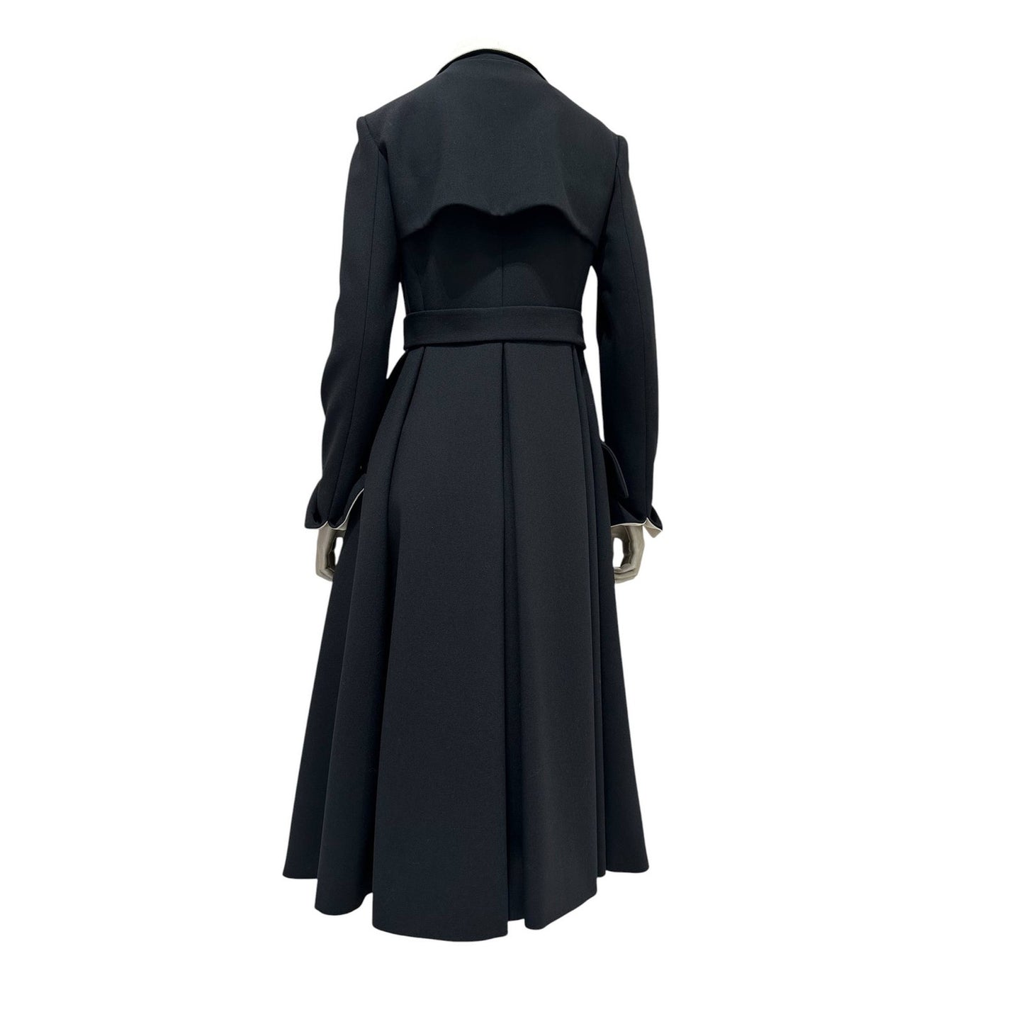 Dior Black Wool Satin Oversized Lapel Coat Sz.38 Pre-owned