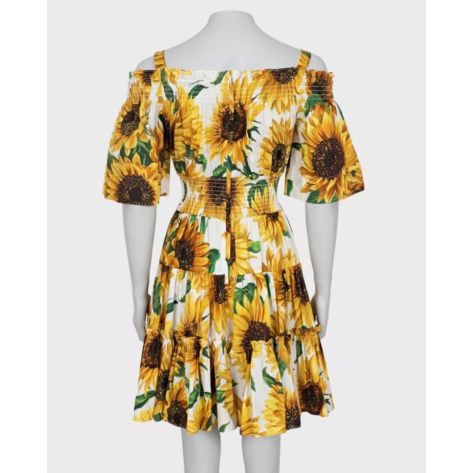Dolce & Gabbana Off-Shoulder Sunflower Print Dress Sz.40/S pre-owned