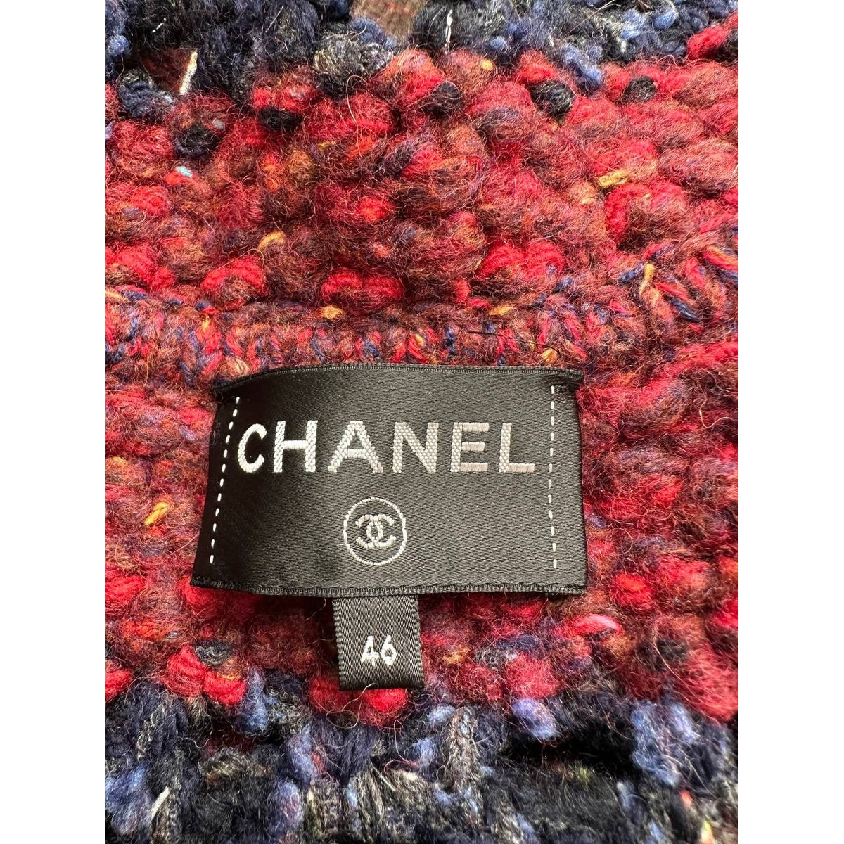 Chanel 2017 Bouclé Striped Coat with CC Buckle Sz.44 Pre-owned
