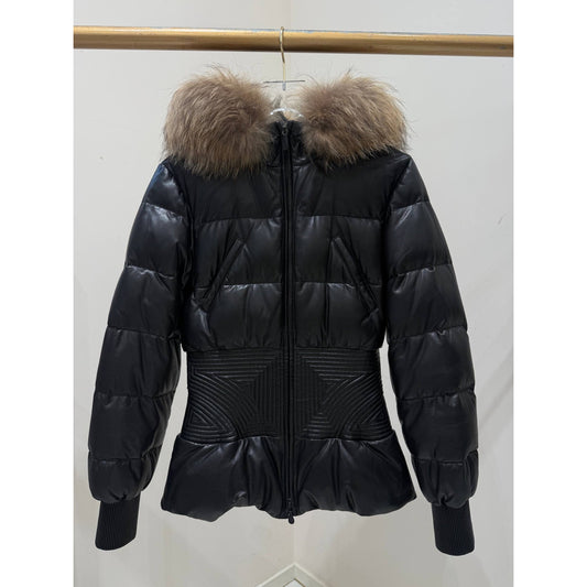 Alexander McQueen Black Leather Puffer Jacket Sz.40 Pre-owned