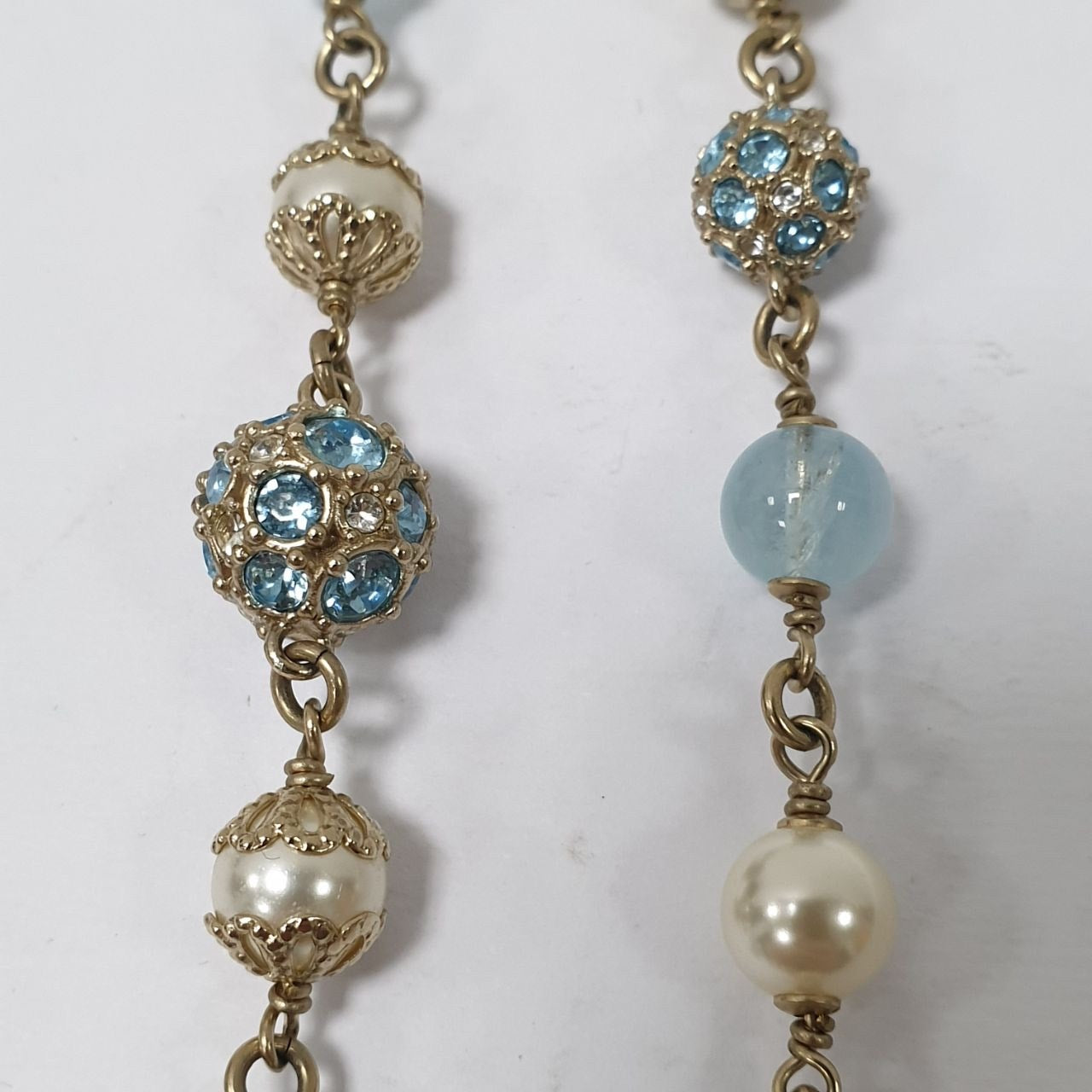 Chanel B19 Aquamarine Resin & Pearls Necklace Pre-owned