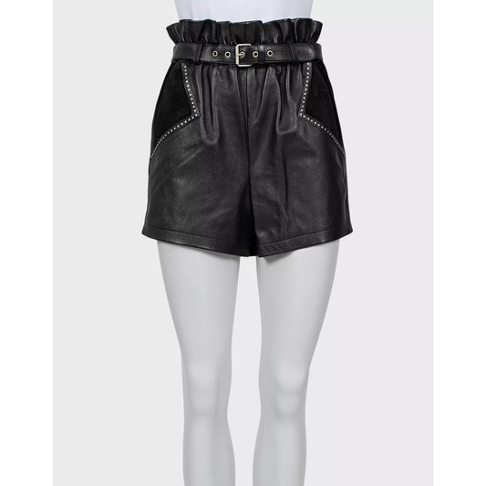 Saint Laurent Black Leather Elastic Waist Shorts Sz.36/S Pre-owned