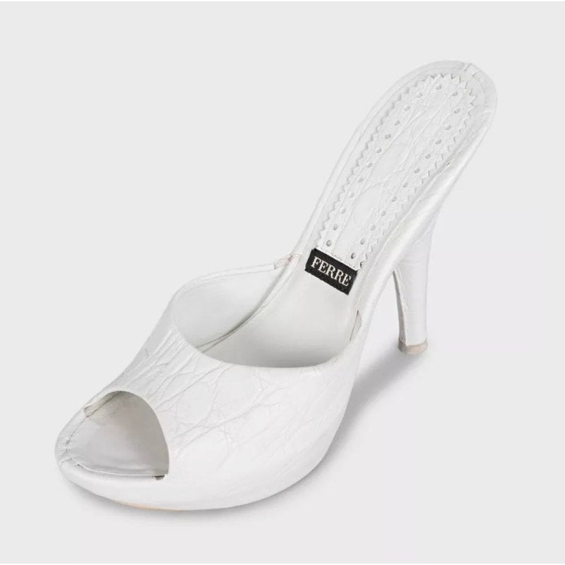 Gianfranco Ferré White Leather Platform Mules sz.37 Pre-owned