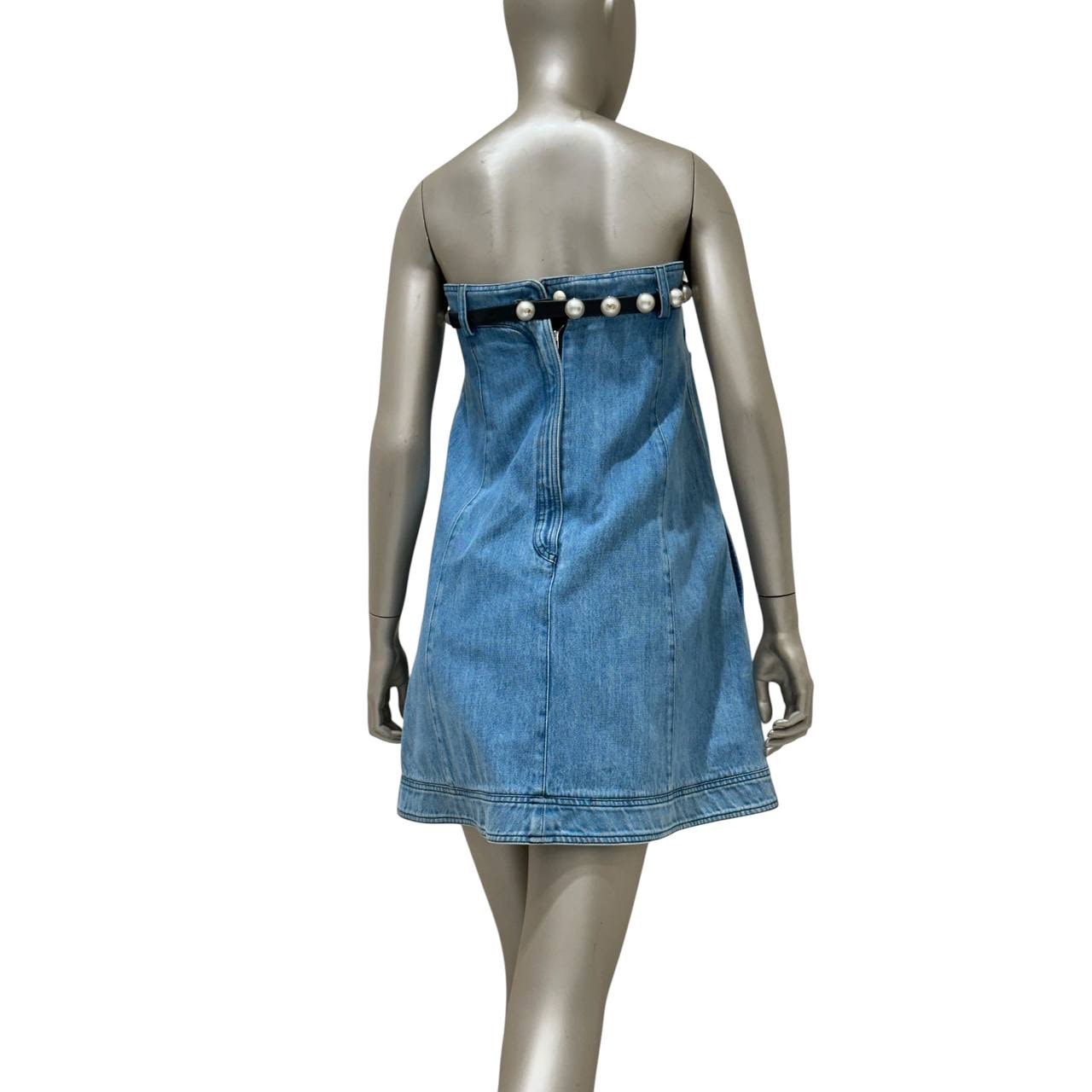 Chanel 2013 Strapless Denim Pearl Belt Dress with Sz. 38 pre-owned