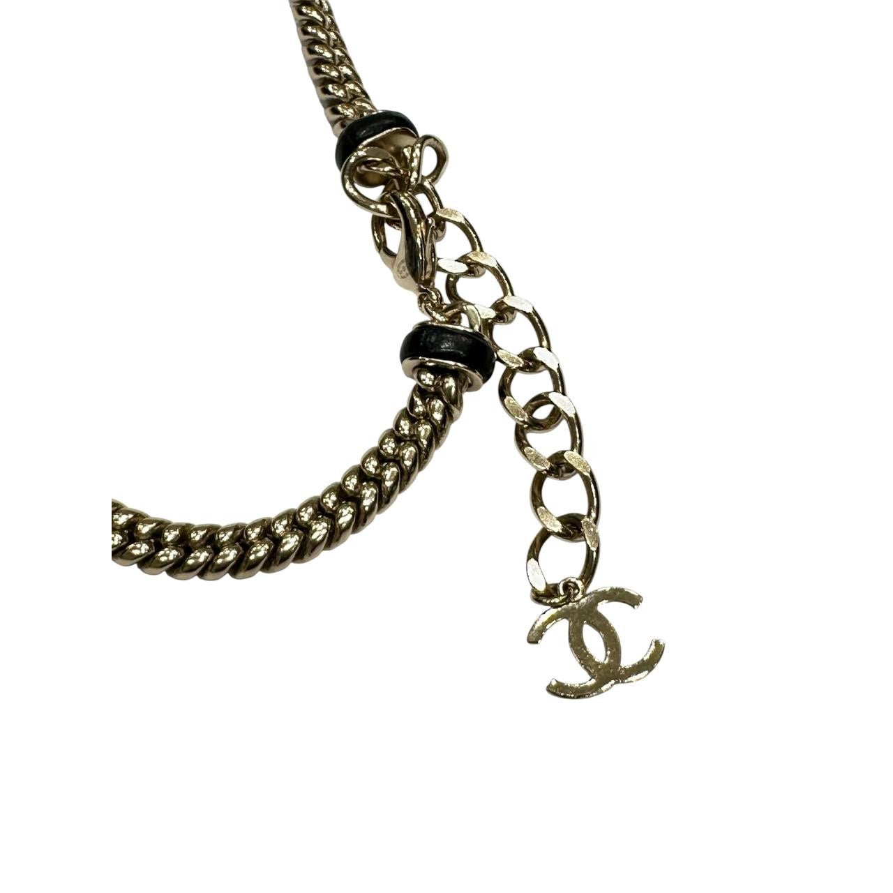 Chanel CC Turnlock Choker Necklace Belt Black Leather Pre-owned
