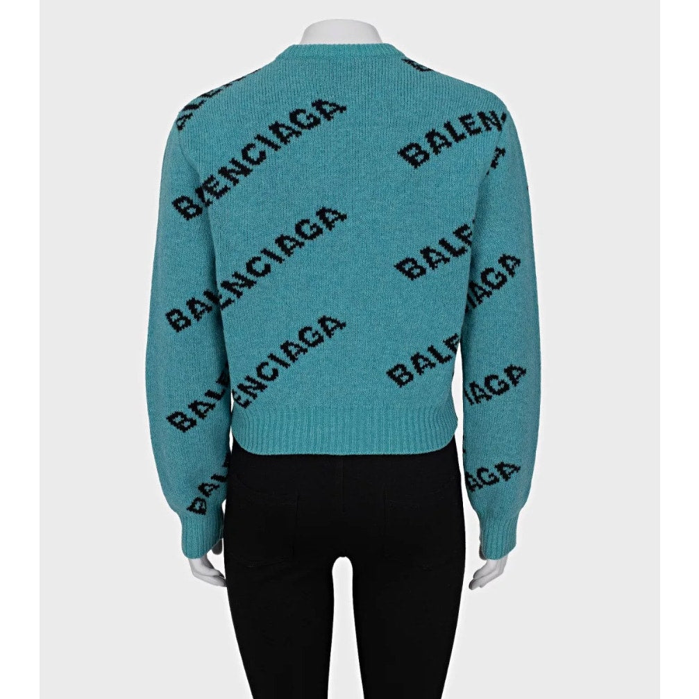 Balenciaga Green Wool Logo Sweater - Size XS (FR34) Pre-owned