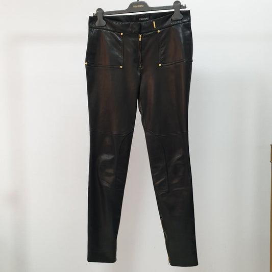 Tom Ford Black Leather Leggins Pants Sz.40 pre-owned