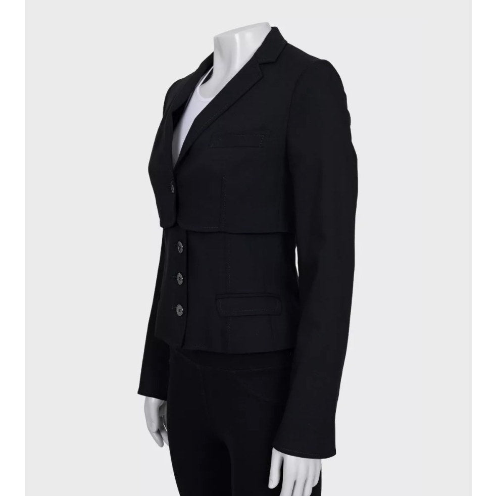 Dolce & Gabbana Black Wool Blend Fitted Jacket Sz.40 Pre-owned