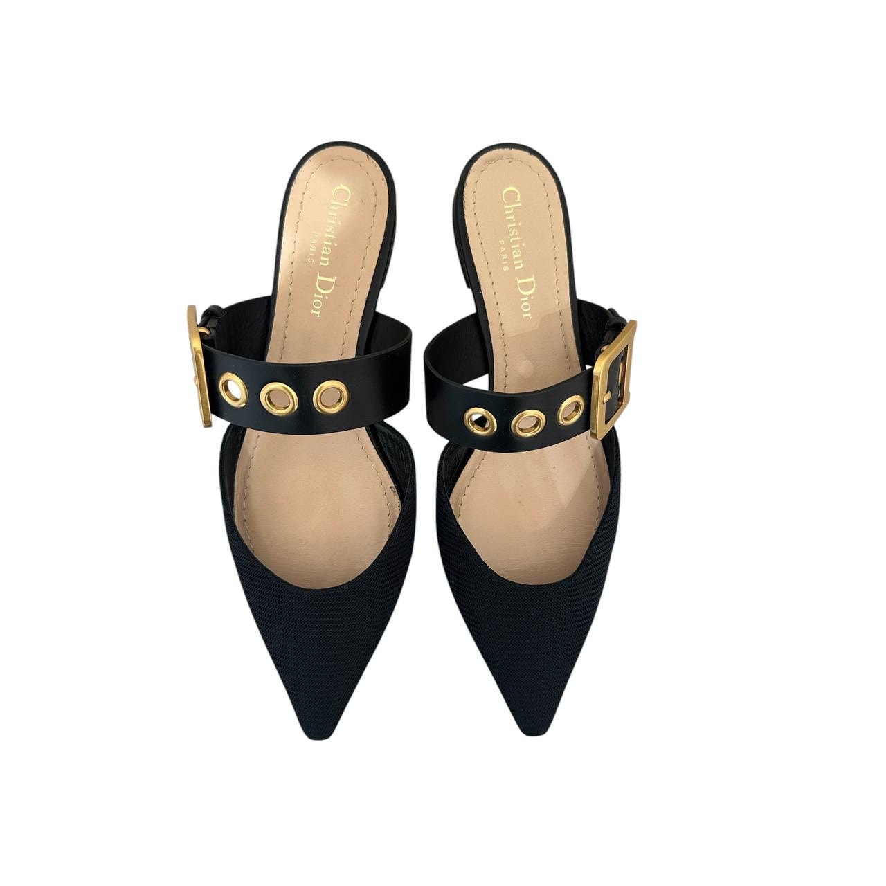 Christian Dior Black Leather Mules  sz.39.5 pre-owned