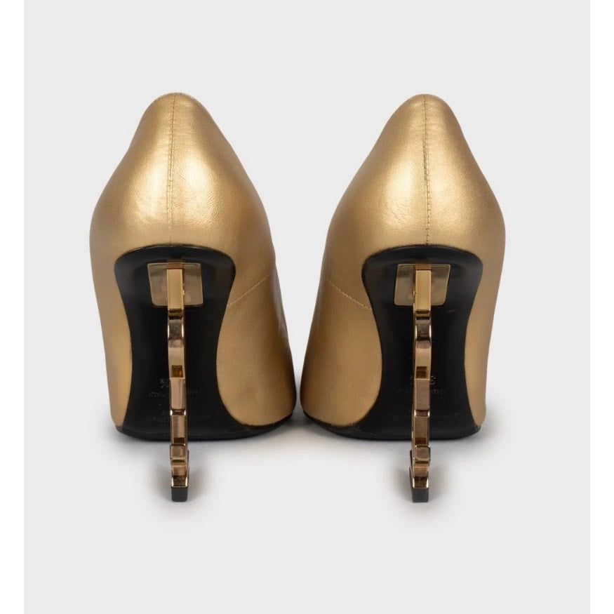 Saint Laurent Opyum Gold Leather Heels - Size 36.5 Pre-owned