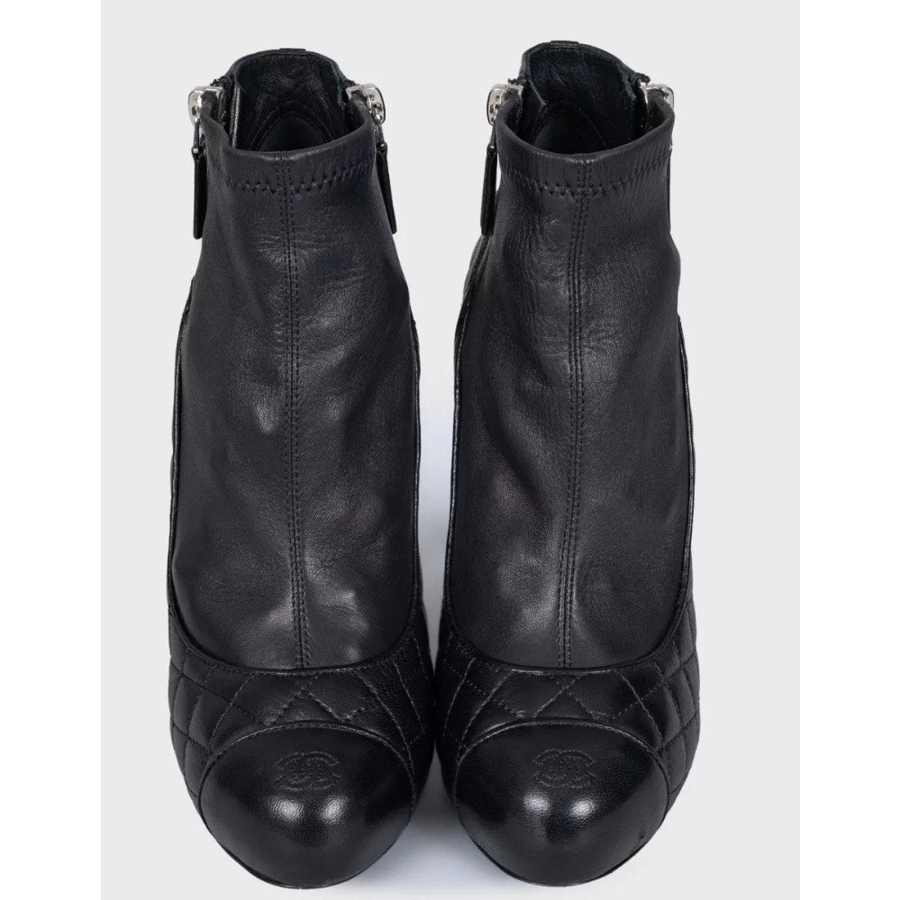 Chanel Quilted Leather Ankle Boots - Size 36 Pre-owned