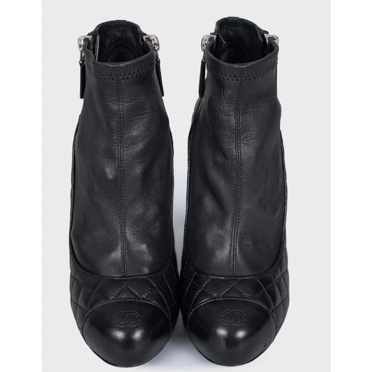 Chanel Quilted Leather Ankle Boots - Size 36 Pre-owned