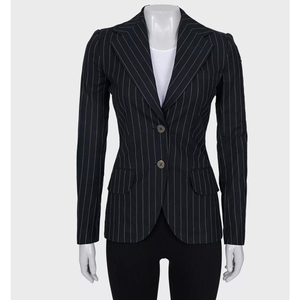Dolce & Gabbana Navy Pinstripe Fitted Blazer - Size 38/XS Pre-owned