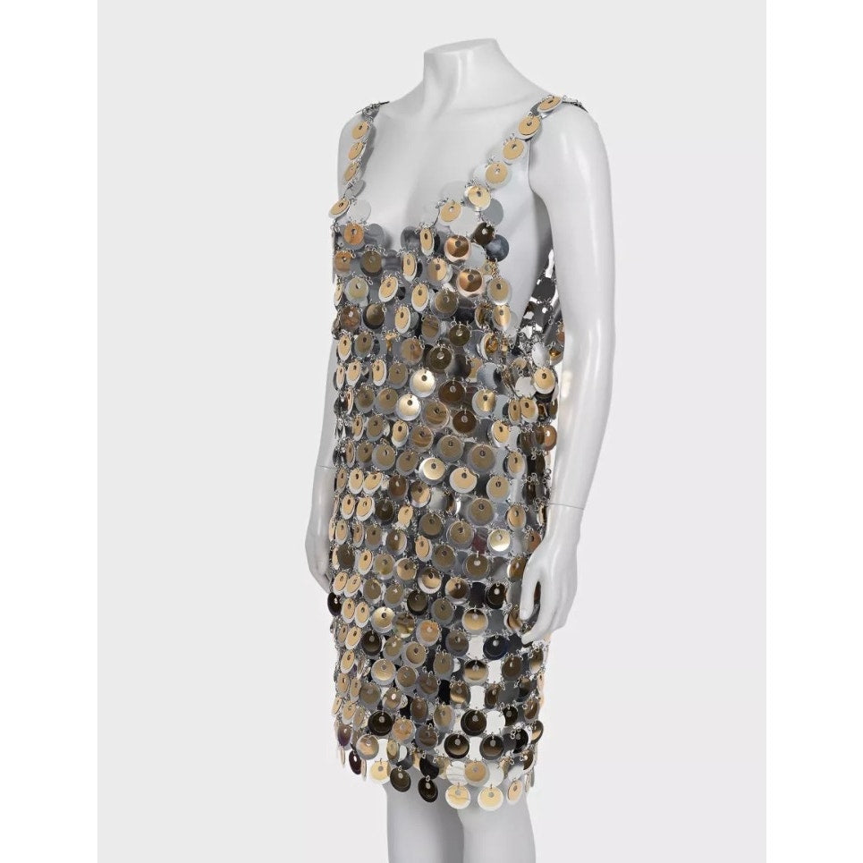 Stunning Paco Rabanne x H&M Silver Metal Dress - Size XL Pre-owned