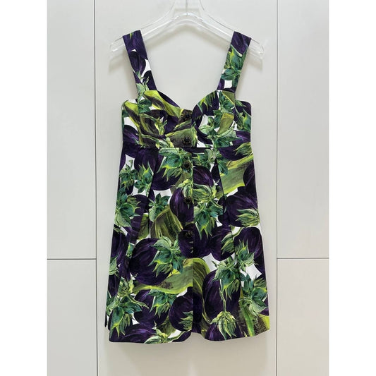 Dolce & Gabbana Vibrant Botanical Print Cotton Blend Dress Sz.40 pre-owned