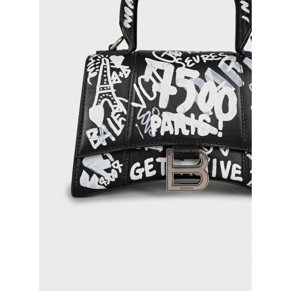 Balenciaga Hourglass Leather Black & White Bag Pre-owned