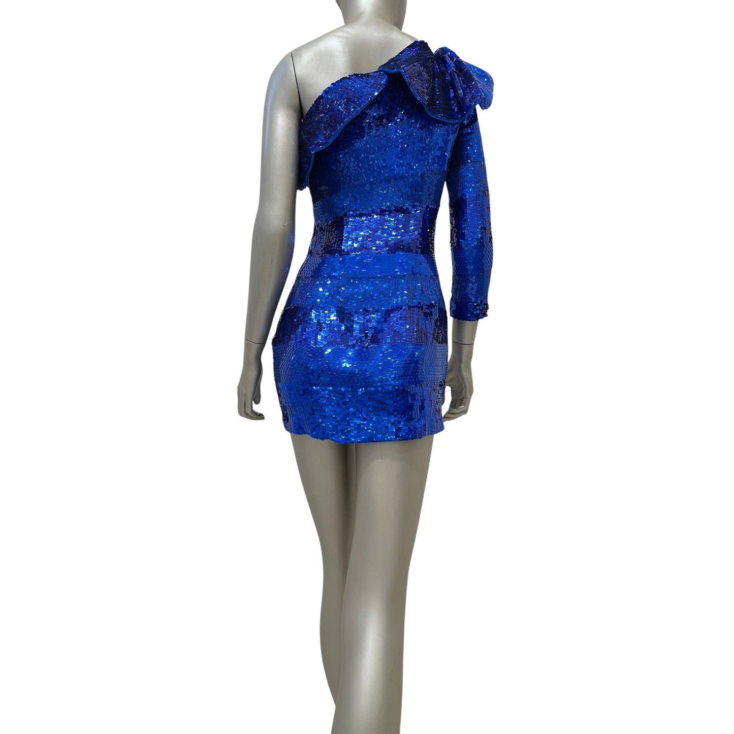 Balmain One-Shoulder Sequin Mini Dress 2009 Size 38 Pre-owned