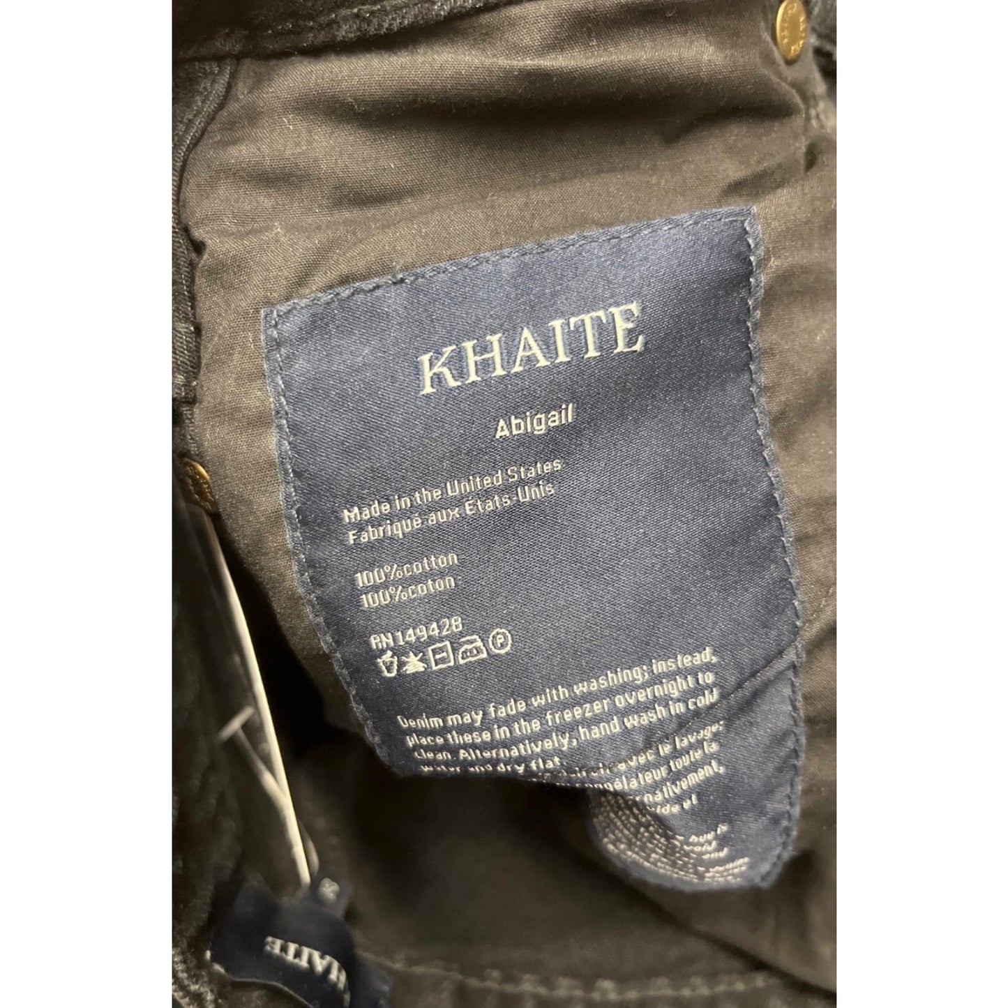 Khaite Black Straight-Leg Jeans with Gold Button Detail Sz.W25 | XS pre-owned