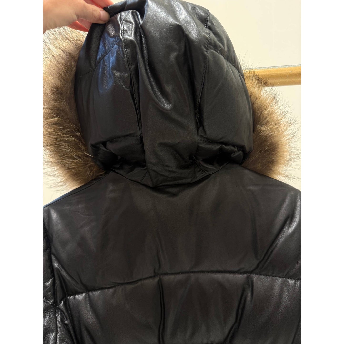 Alexander McQueen Black Leather Puffer Jacket Sz.40 Pre-owned