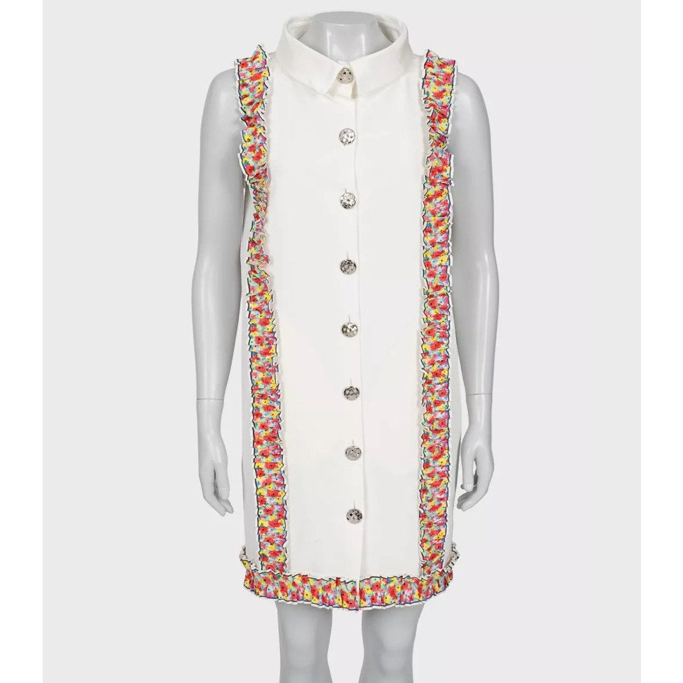 Chanel 2016 White Floral Ruffle Jacket Dress - FR40 Pre-owned