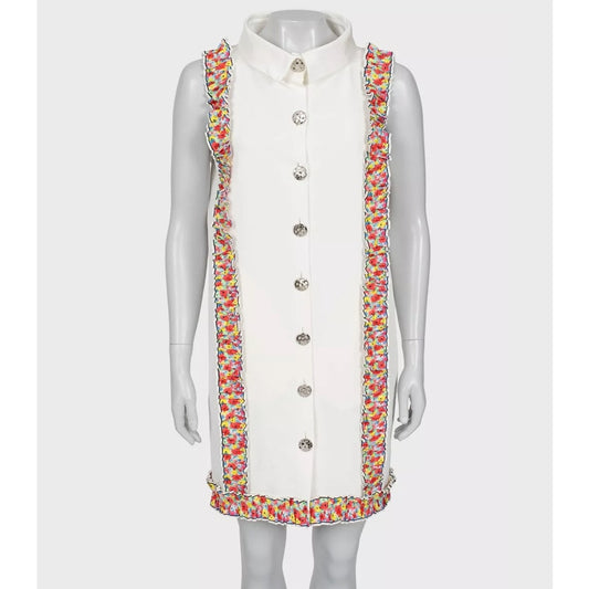 Chanel 2016 White Floral Ruffle Jacket Dress - FR40 Pre-owned
