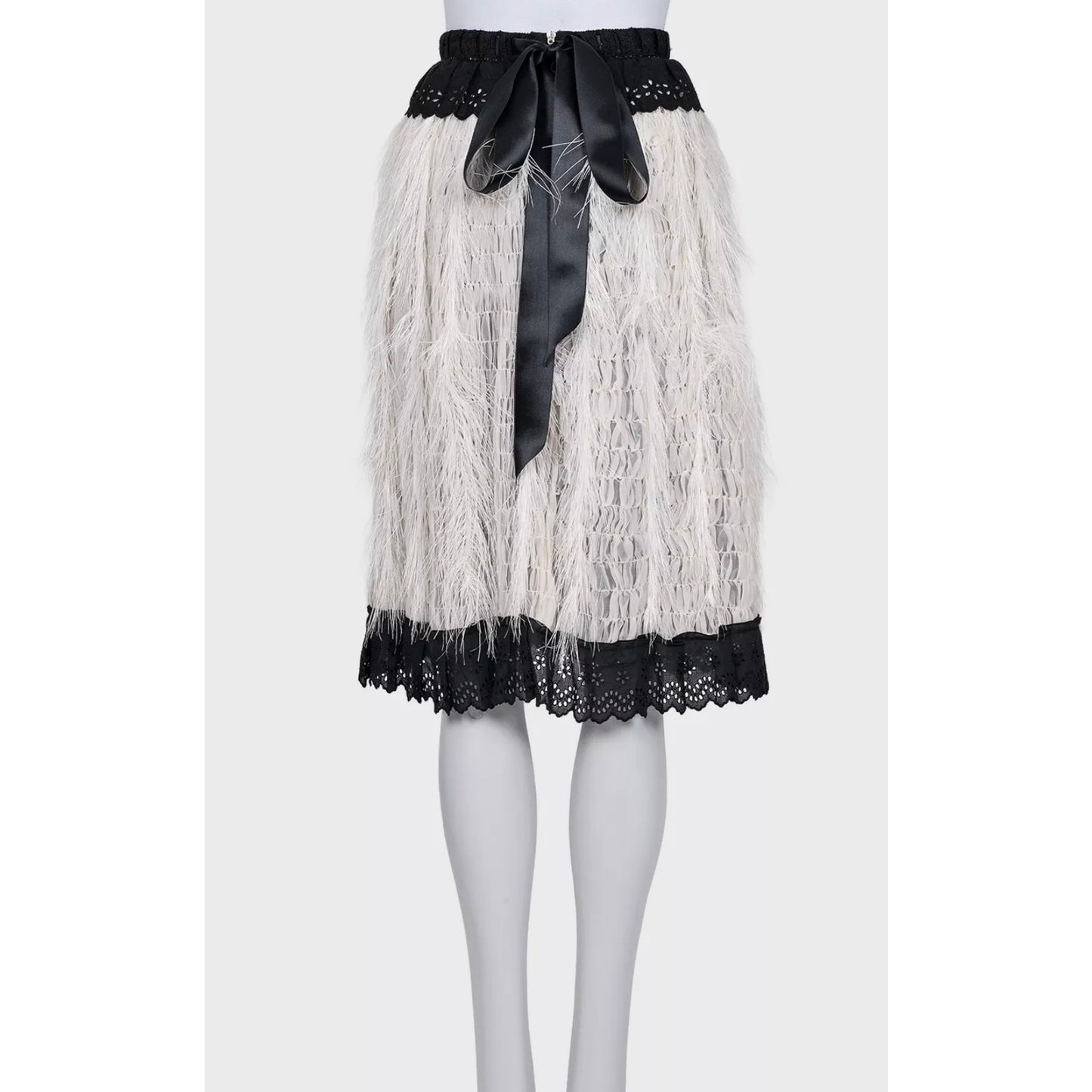 Dolce & Gabbana Lace Feather Skirt - Black/White - IT40/S Pre-owned