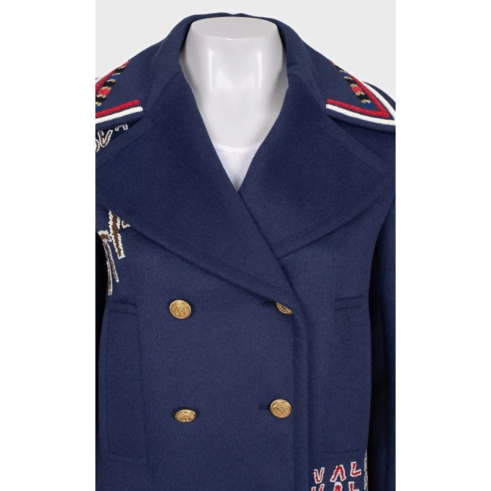 Valentino Blue Sequin Wool Angora Blend Coat - Size Sz.44/L Pre-owned