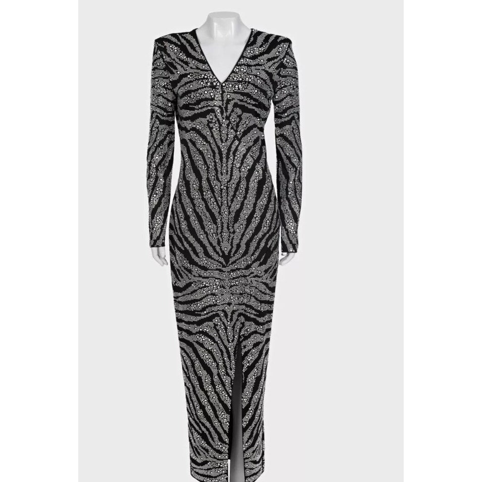 Balmain Black Crystal Embellished Maxi Dress XS Pre-owned