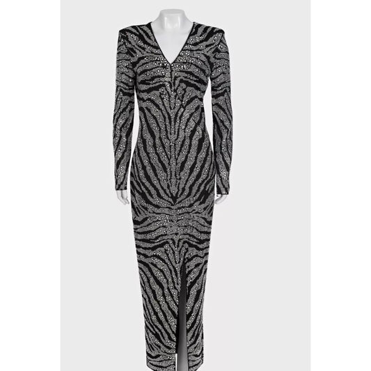 Balmain Black Crystal Embellished Maxi Dress XS Pre-owned