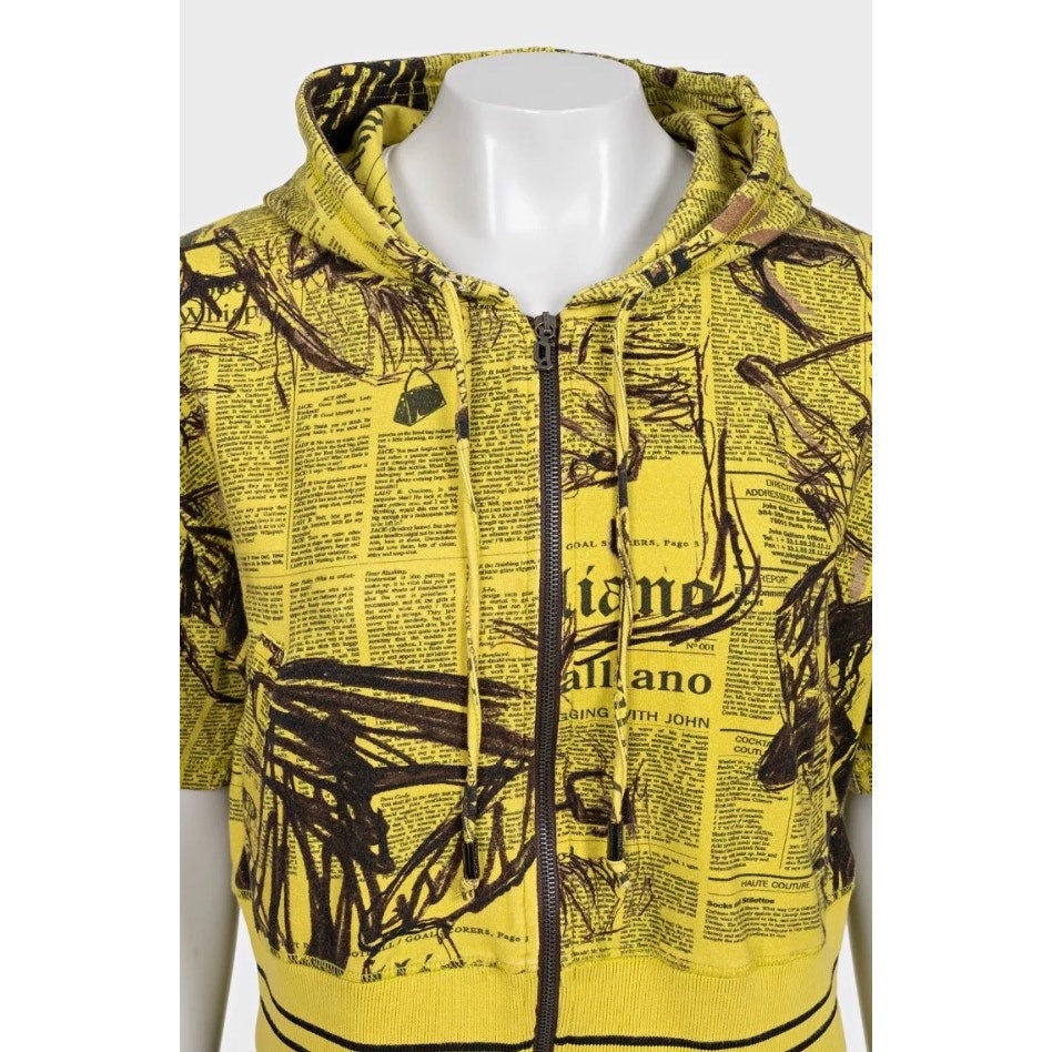 Galliano Vintage Yellow Printed Shorts Suit Set S Pre-owned