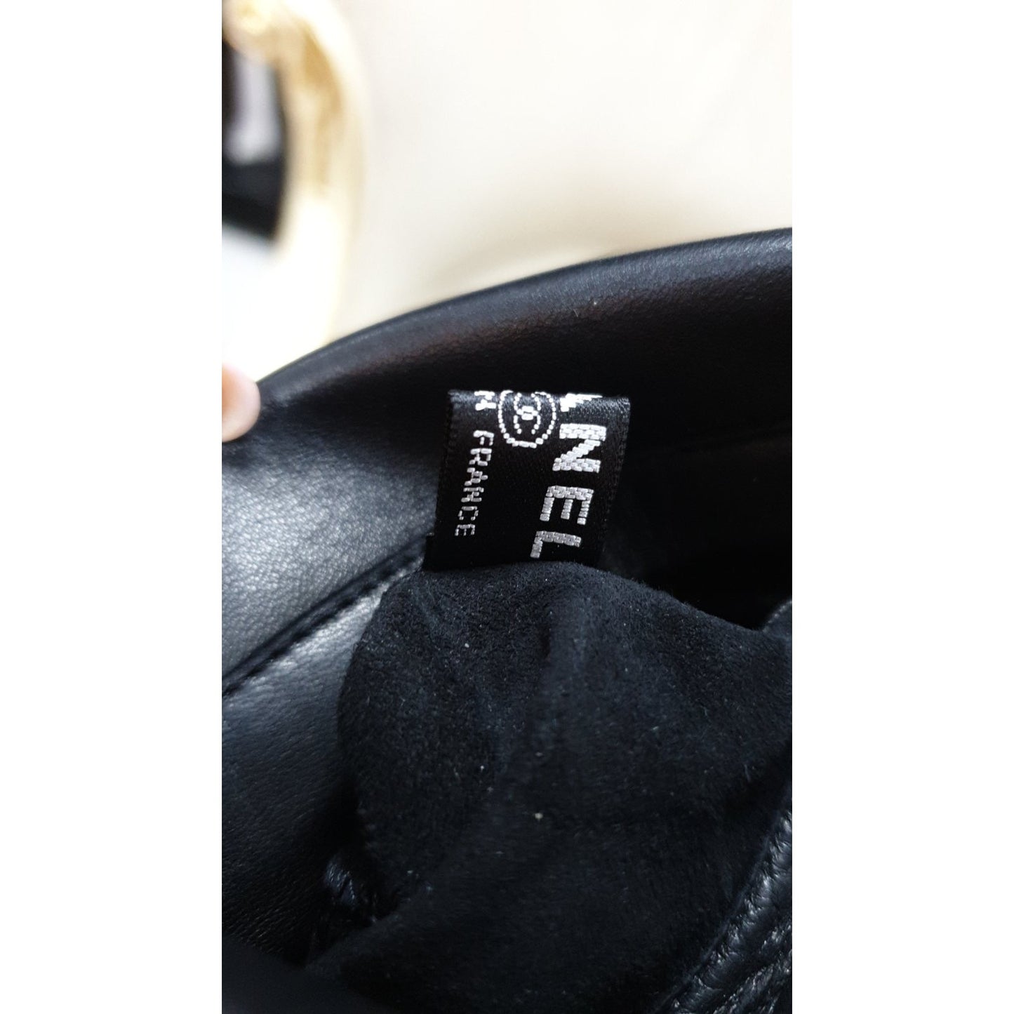 CHANEL Leather Motorcycle Glove Single Right Hand Studded Long Mittens Sz.8