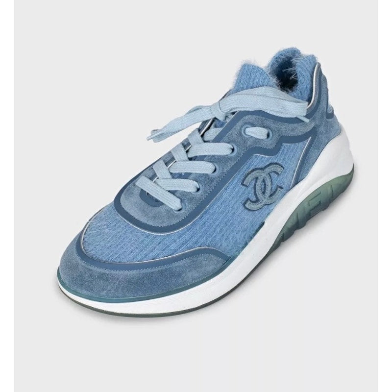 NWOB Chanel Blue Long-Pile Sneakers Sz.37 Pre-owned