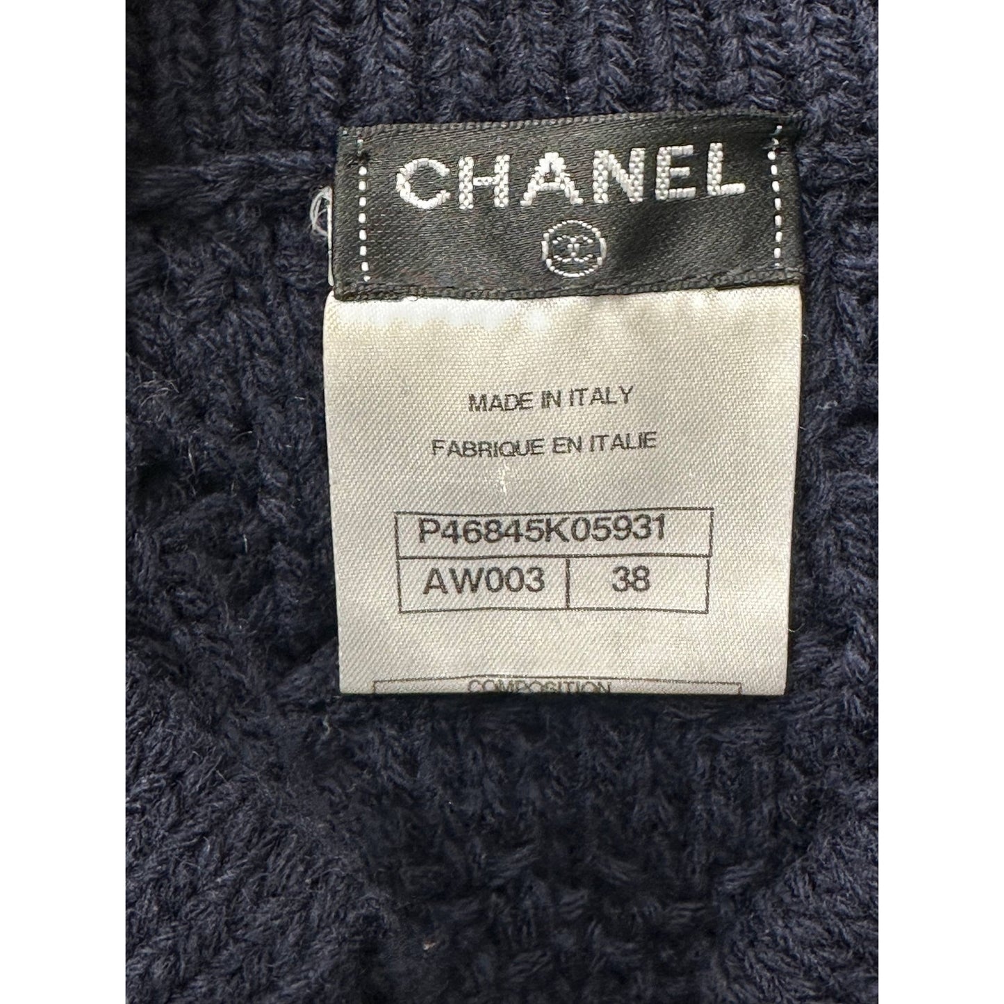 Chanel 13B Black Wool Cashmere Chunky Knit Sweater Coat Sz.38 Pre-owned
