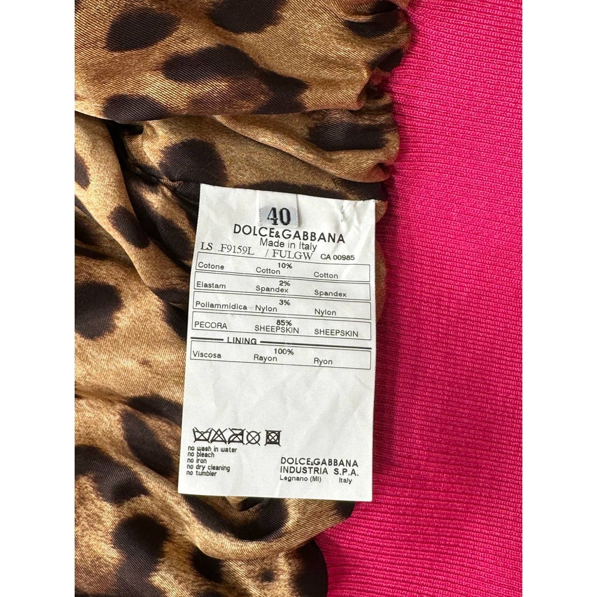 Dolce & Gabbana Fuchsia Cropped Leather Bomber Sz.40 Pre-owned