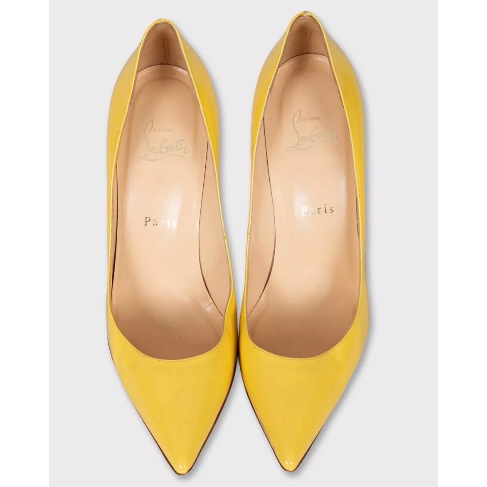 Christian Louboutin Yellow Patent Leather Pumps Sz.39.5 Pre-owned