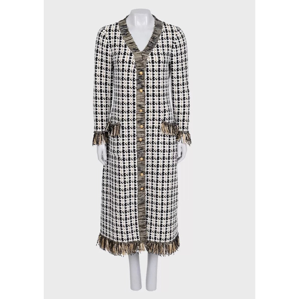Oscar de la Renta White Tweed Dress - Size L Pre-owned