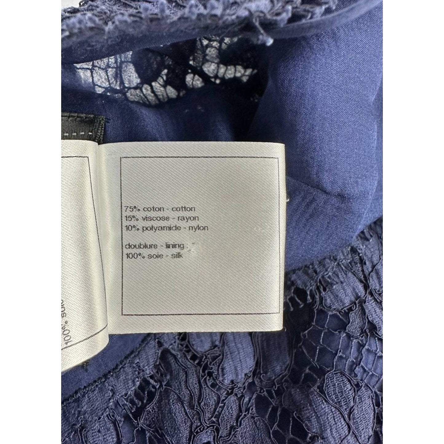 Chanel Blue Floral Lace Caraco CC Logo Buttons Tank Top Sz.38 Pre-owned